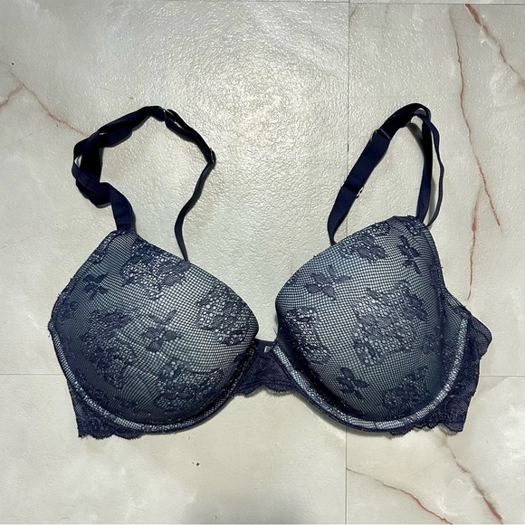 Victoria’s Secret Lace Underwire Bra in Navy Blue 36D - Picture 1 of 3